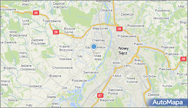 mapa Mała Wieś, Mała Wieś gmina Chełmiec na mapie Targeo